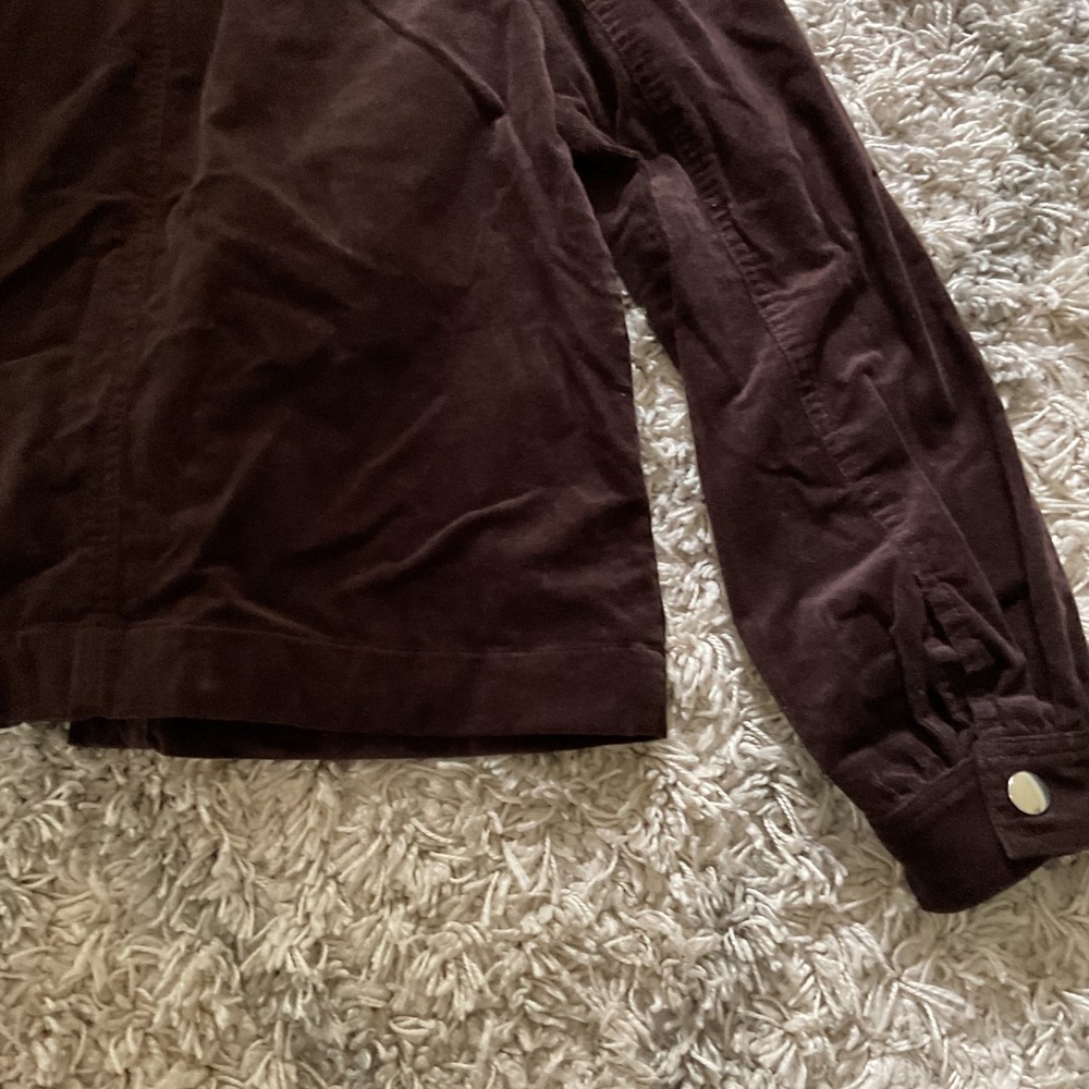 Loft Outlet Brown Corduroy Snap Front Jacket Womens Small Petite SP Utility - Picture 9 of 13